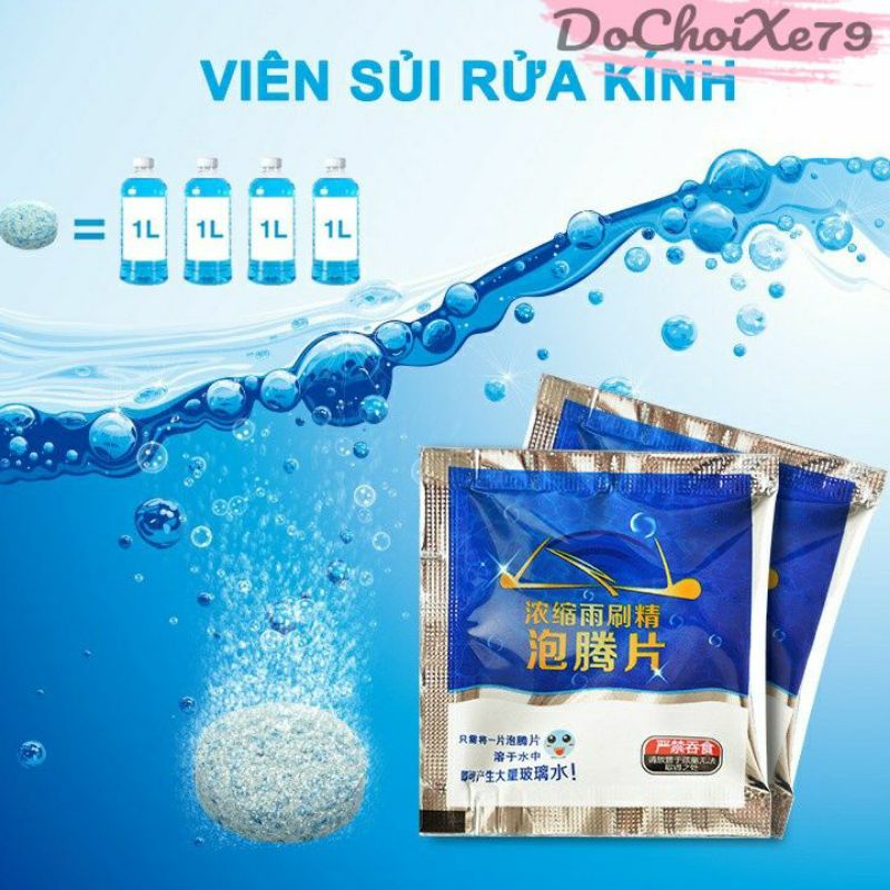 Viên sủi rửa kính ô tô bàn kính cửa tủ kính đa năng, nước rửa kính ô tô sạch bóng