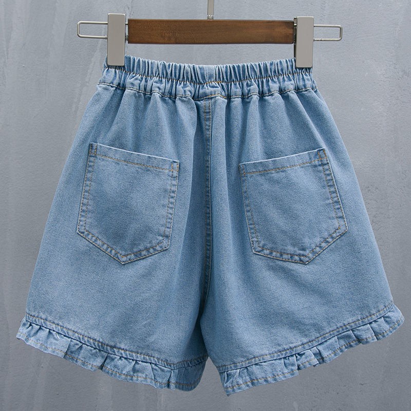 Quần short denim lưng cao ống rộng size lớn mẫu mới 2021 200 Jin dành cho nữ