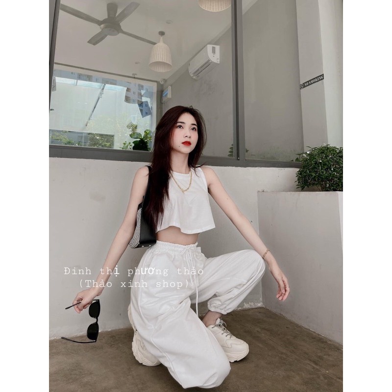 Set Bộ Croptop Trắng Thụng So Cool