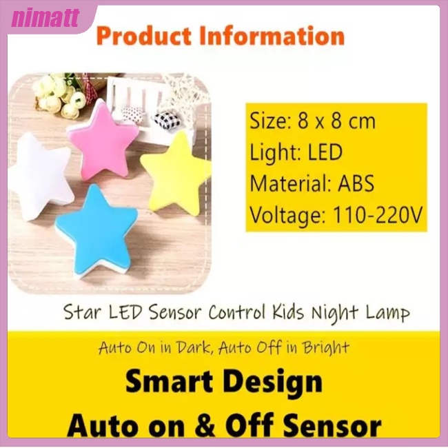 Đèn Ngủ Cảm Ứng Mini Hình Ngôi Sao Cho Bé