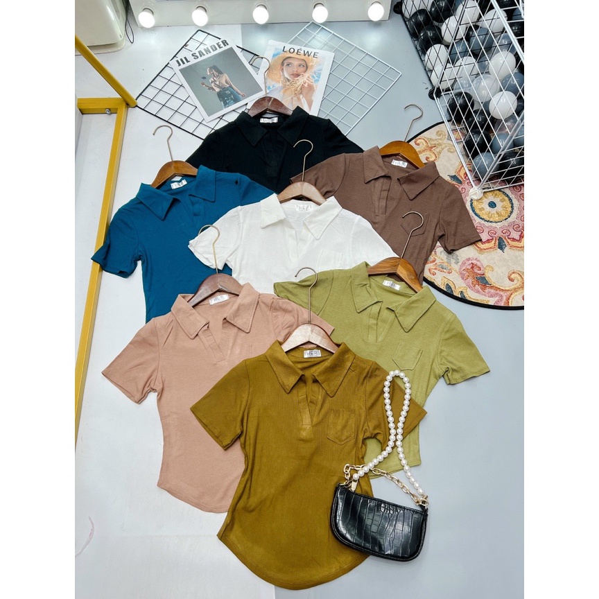 Áo tăm cổ v bẻ nhiều màu