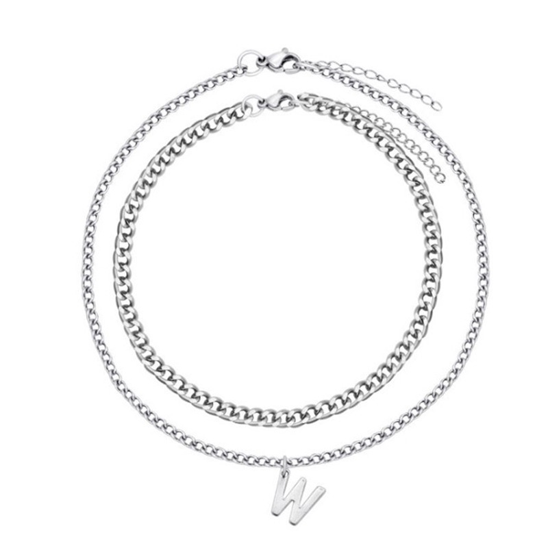 Vòng cổ Hai Lớp Bằng Kim Loại Dày Phong Cách Punk Thời Trang Cho Nữ