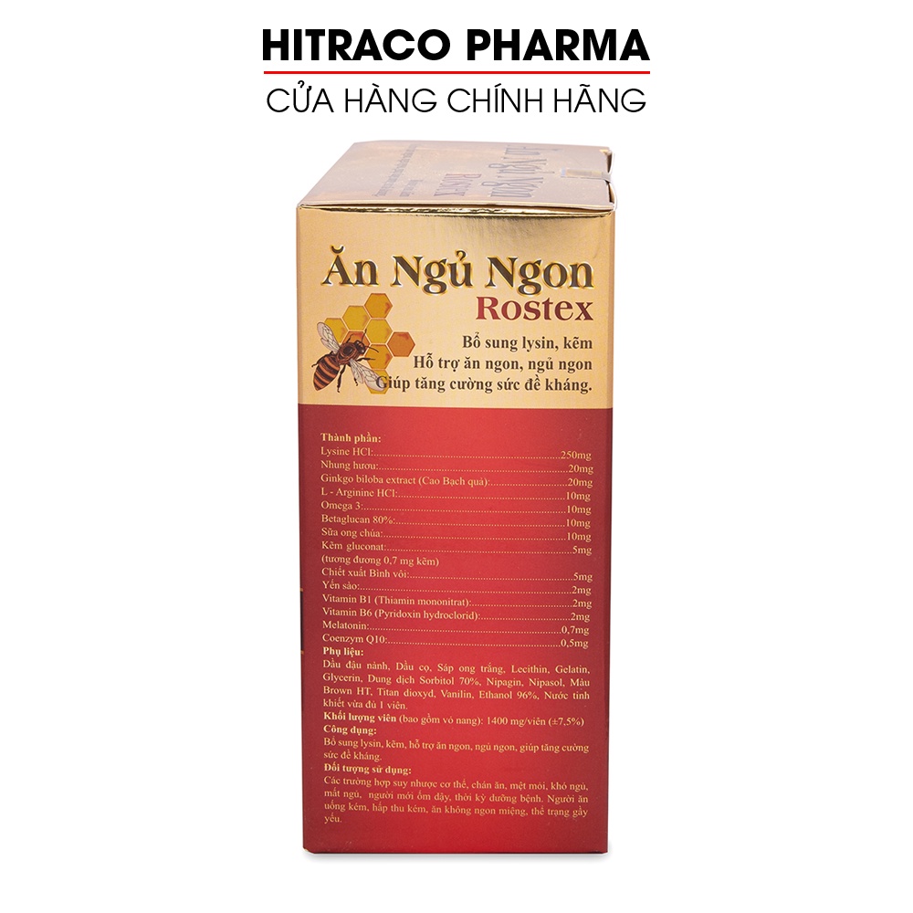 Viên Ăn Ngủ Ngon Rostex Omega 3 Đỏ tăng cường sức đề kháng - Chai 60 viên [Ăn Ngủ Ngon Rostex Chai]