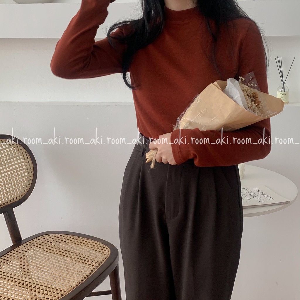 Áo thun cổ trụ mỏng mịn co giãn dài tay 652