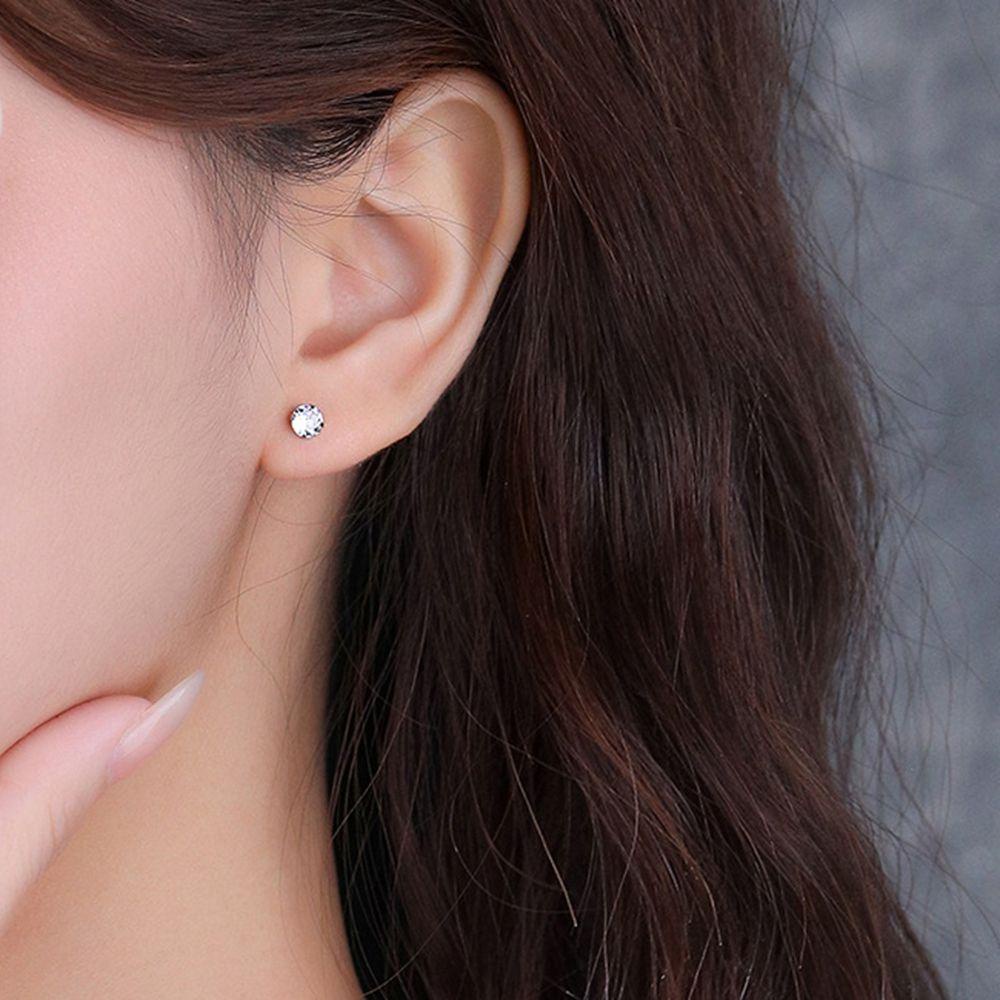 MOCHO Bông Tai Mạ Bạc 925 Đính Đá Zircon Chống Dị Ứng Dễ Phối Đồ