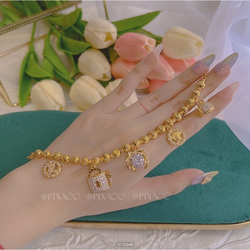 Lắc tay bi phối charm, lắc bi charm thương hiệu đính đá cao cấp .PTNACC.