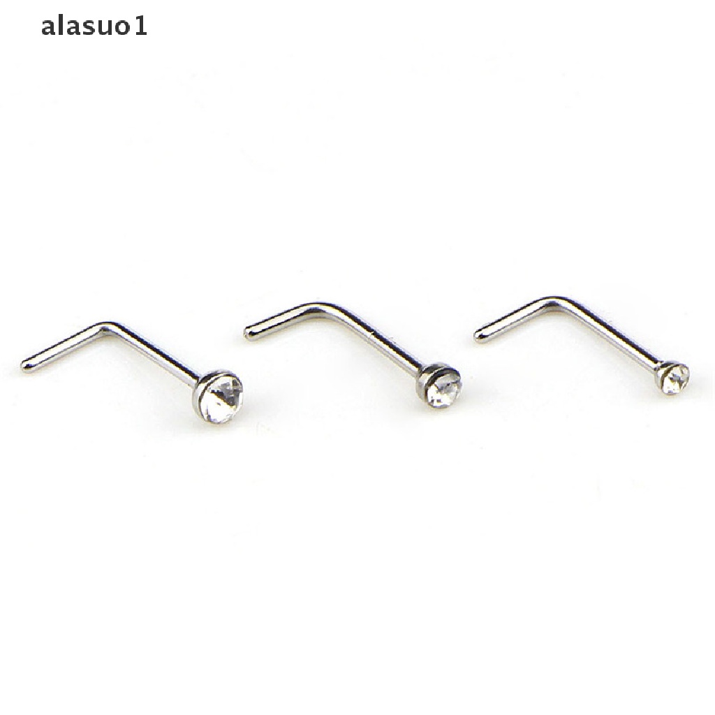 Set 60 Khuyên Mũi / Mũi Hình Chữ L Bằng Thép Không Gỉ Đính Đá CZ 1 [VN]