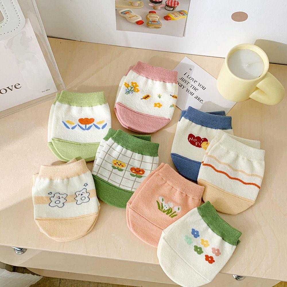 Vớ Cotton Ngắn Họa Tiết Hoa Hoạt Hình Nhật Bản Thoải Mái Thời Trang Mùa Hè Cho Nữ
