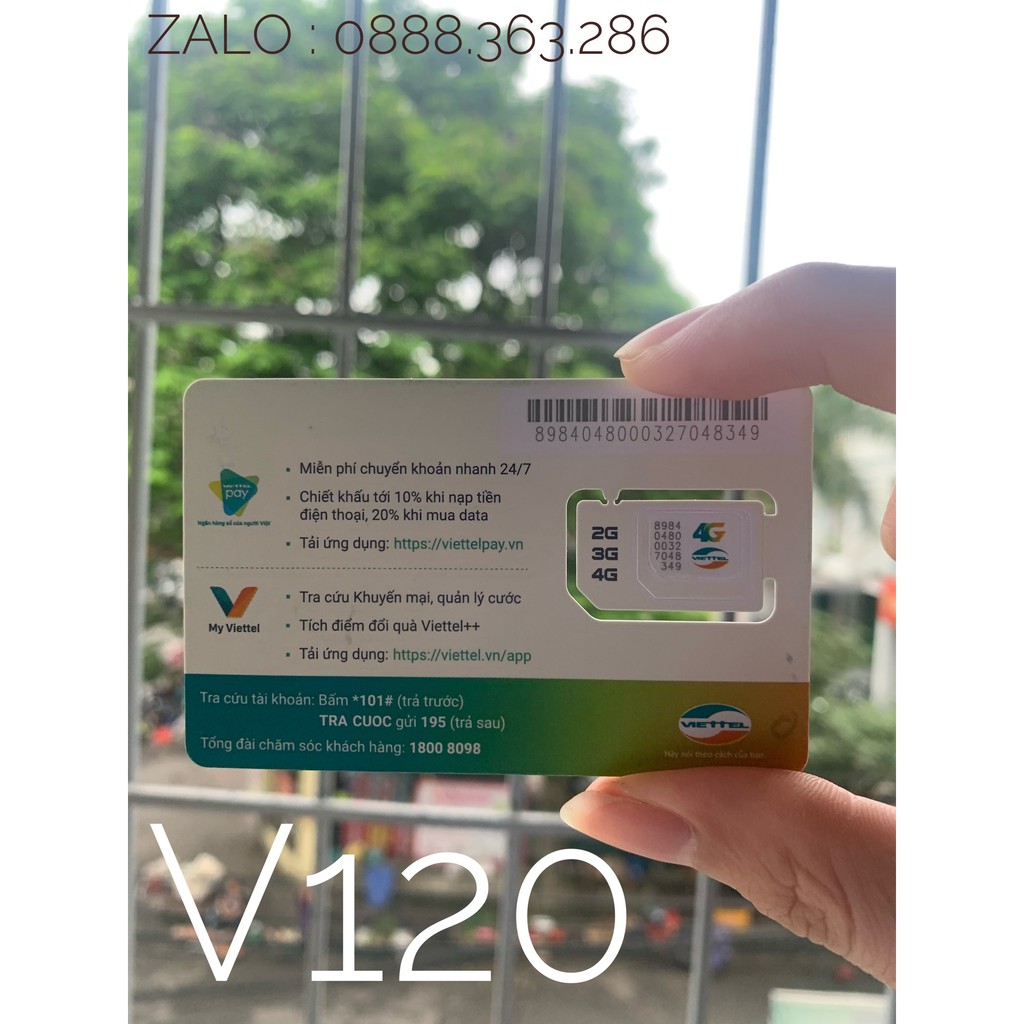 [FREE 12 Tháng] Sim v120 Viettel tốc độ cao 4G số đẹp