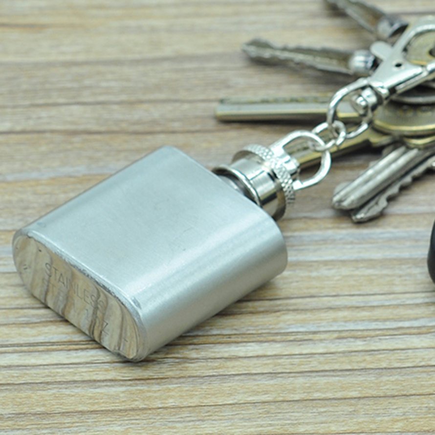 Bình đựng rượu bằng thép không gỉ nhỏ 1oz cầm tay với móc khóa