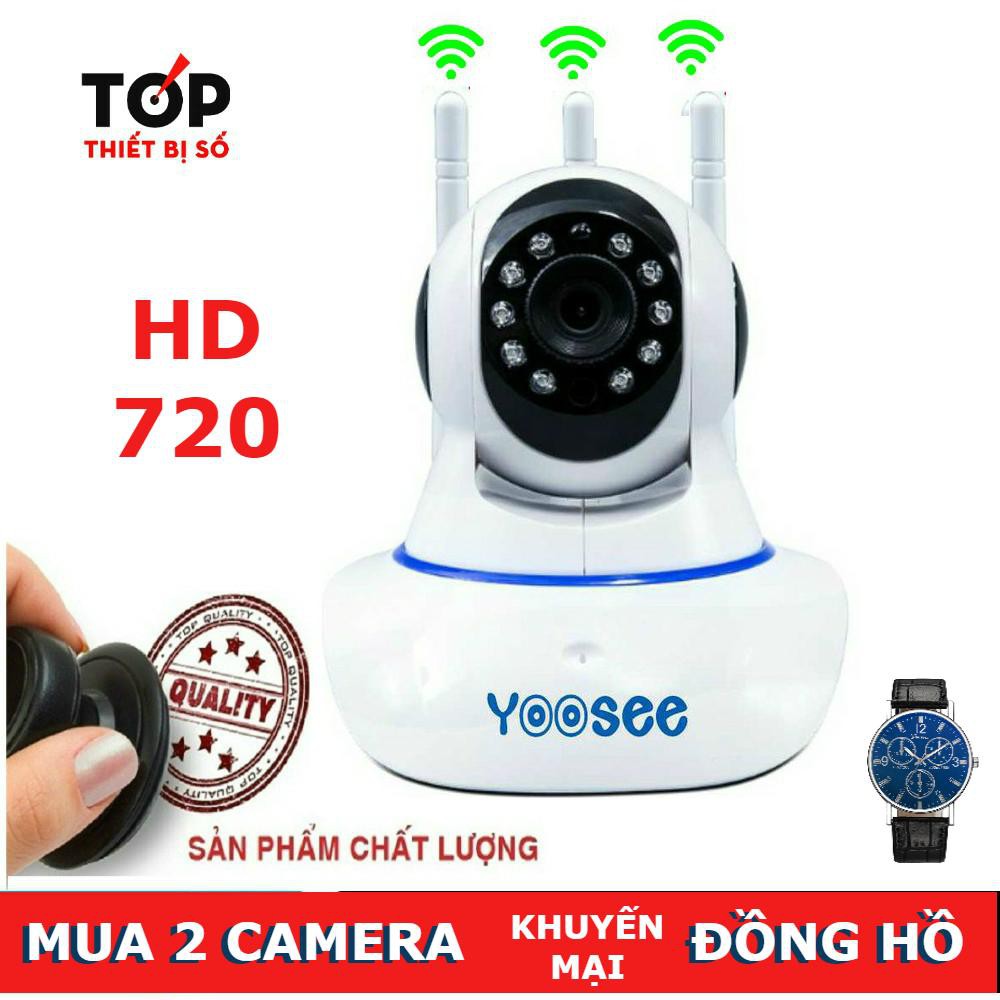 (Mua 2 sản phẩm tặng đồng hồ) Camera Wifi IP APP YOOSEE 3 Anten HD720