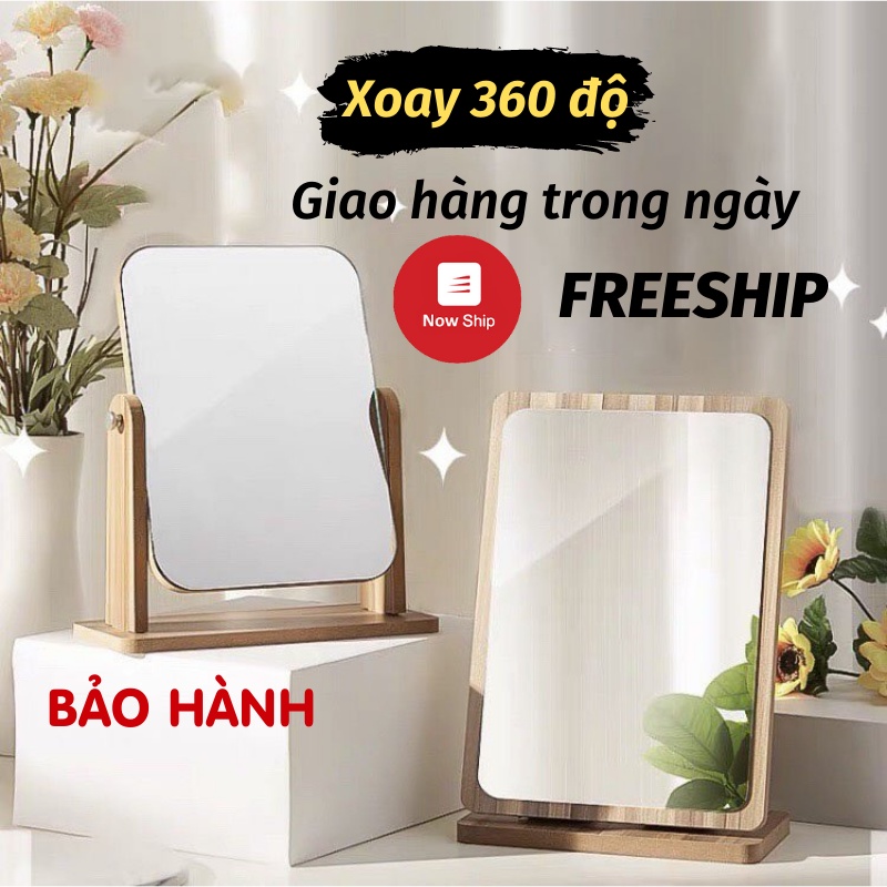 Gương Để Bàn Trang Điểm Gương Gỗ Dáng Chữ Nhật Có Thể Xoay KHO GIA DỤNG TRẦN PHÚ