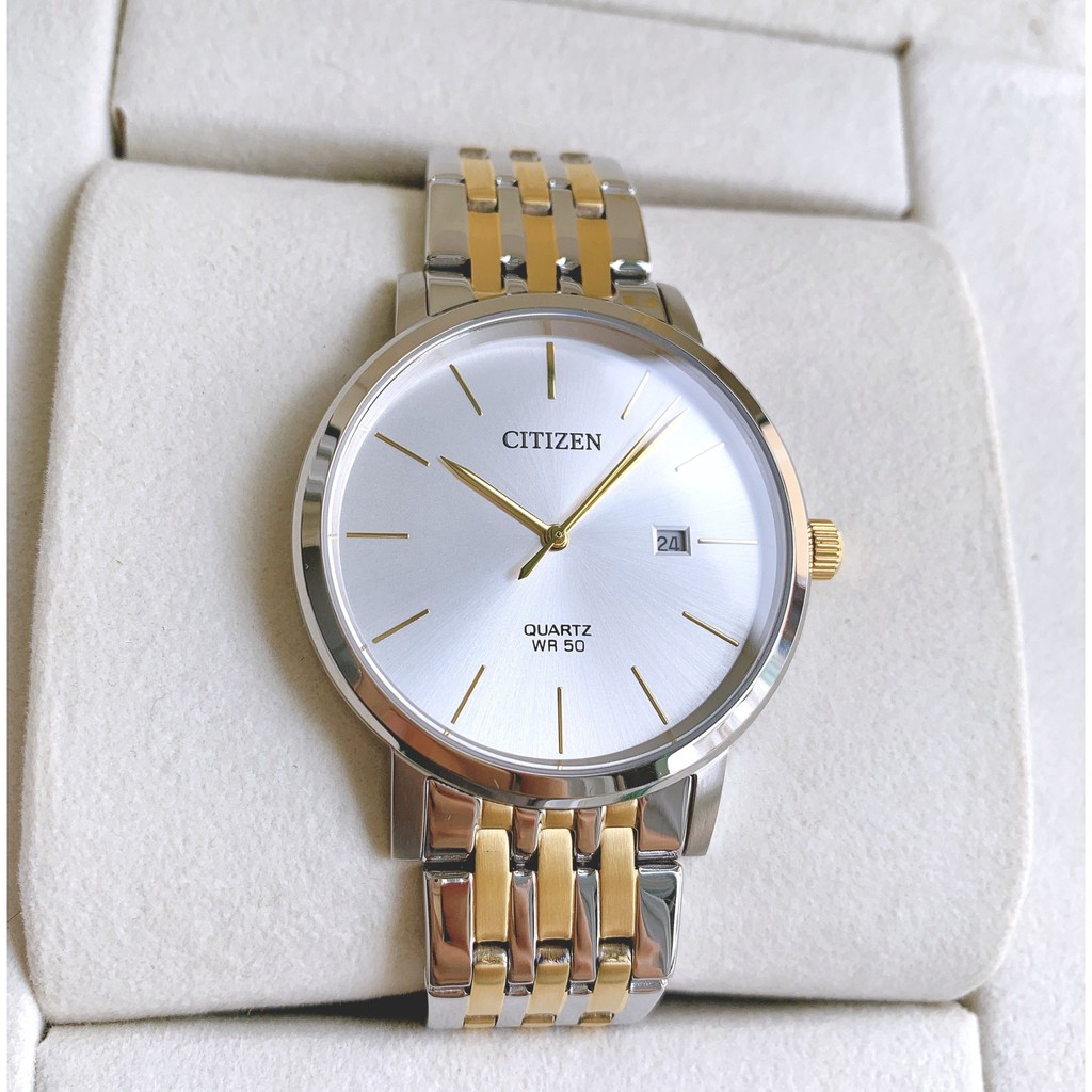 Đồng hồ đôi chính hãng Citizen BI5074-56A & EU6094-53A - Máy Quartz pin - Kính khoáng cường lực