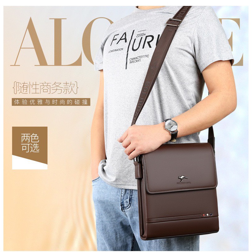 Túi đeo chéo nam da bò T75 BOLINDAISHU ̣27x23x5cm bảo hành 12 tháng (Nâu- Đen) | BigBuy360 - bigbuy360.vn