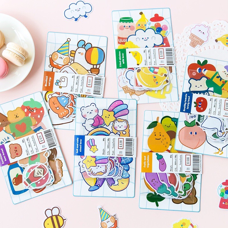 Gói 20 stickers hoạt hình dễ thương trang trí