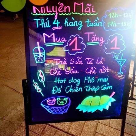 Bảng LED Huỳnh Quang Viết Tay 60x80cm, kệ thép chắc nhất hiện nay