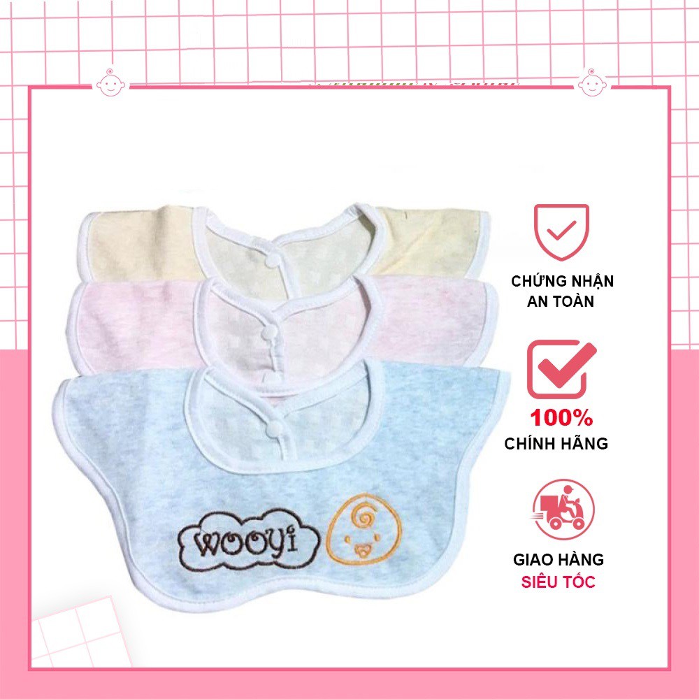 Yếm ăn dặm cho bé vải cotton sợi tre Wooyi hình hoa chống thấm siêu nhẹ set 3 cái