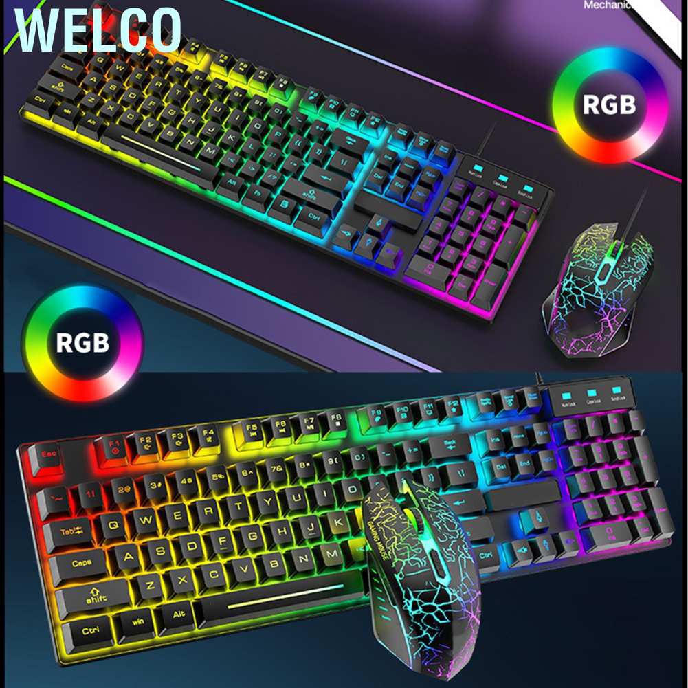 Set Bàn Phím + Chuột Chơi Game Welco T6 Rgb Cho Pc Laptop (Đen)