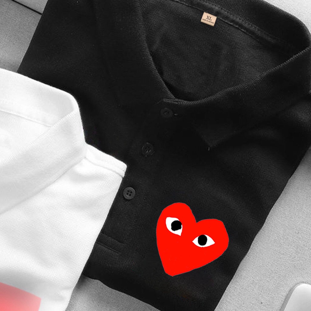 Áo polo nam TATO OFFICIAL in hình trái tim- áo thun cổ bẻ unisex chất vải cá sấu thấm hút mồ hôi