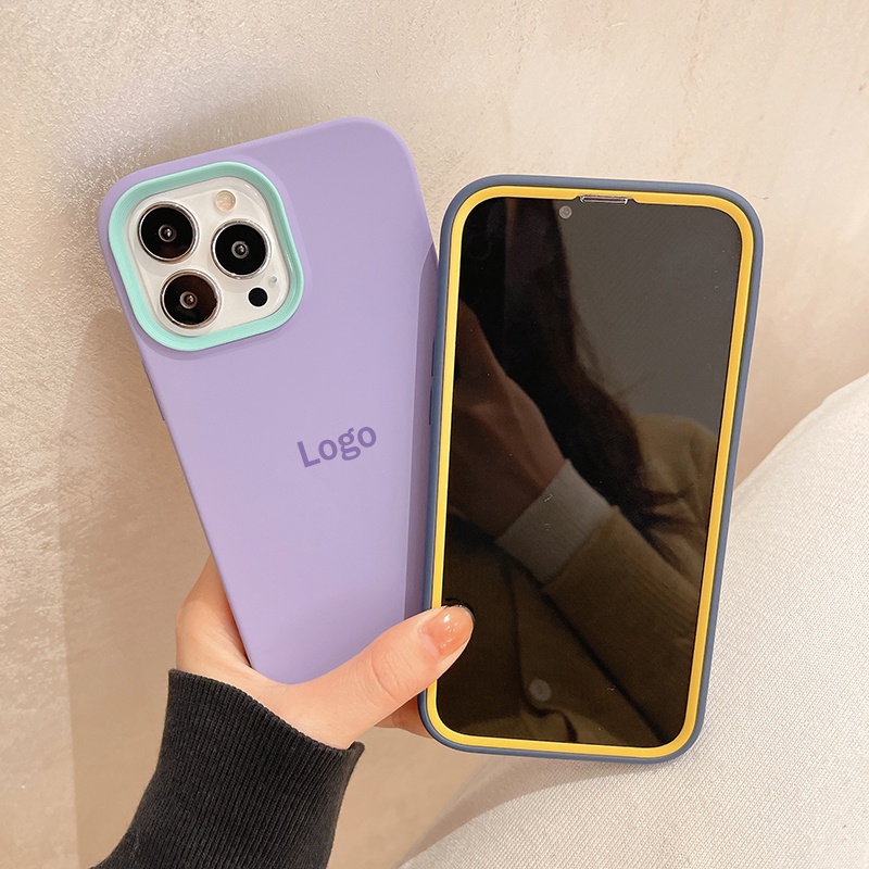 【Có logo】 Vỏ điện thoại chống sốc 3 trong 1 silicon lỏng cho iPhone 13 12 11 Pro Max XS XR X 8 7 Plus + SE 2020 Vỏ điện thoại thân thiện với da