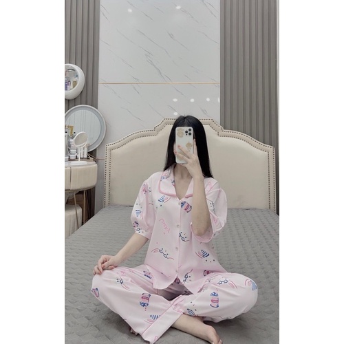 Bộ Pyjama Tay Ngắn Quần Dài Nhiều Mẫu Lụa Mango Sam Luxury - Awi Sleepwear