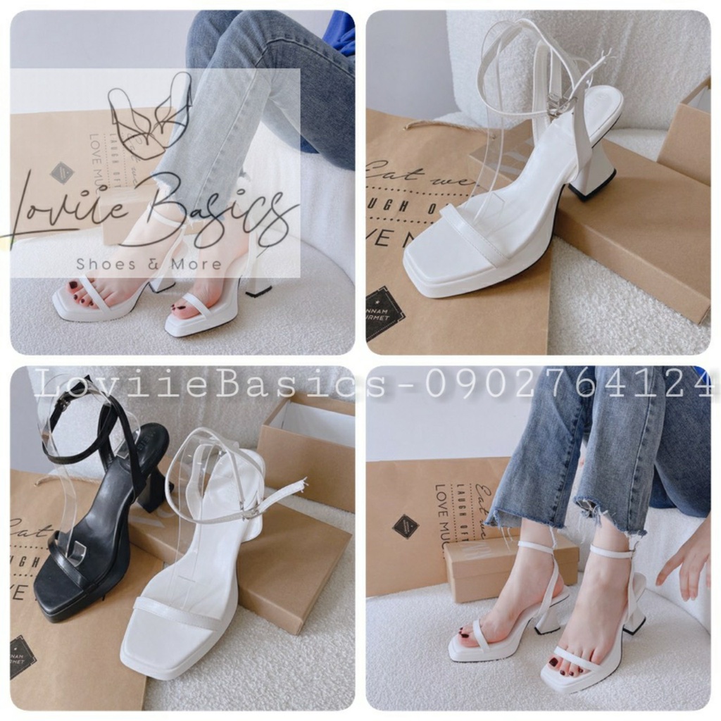 GIÀY CAO GÓT LOVIIE BASICS - GUỐC NỮ QUAI NGANG MẢNH - GIÀY THỜI TRANG MŨI VUÔNG 9 PHÂN G220922