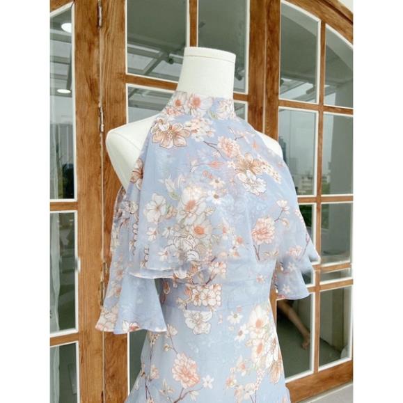 Váy đầm khoét vai, đi biển ,voan hoa tiểu thư sang chảnh,nổi bật, Linstore thiết kế V4 98.Studio