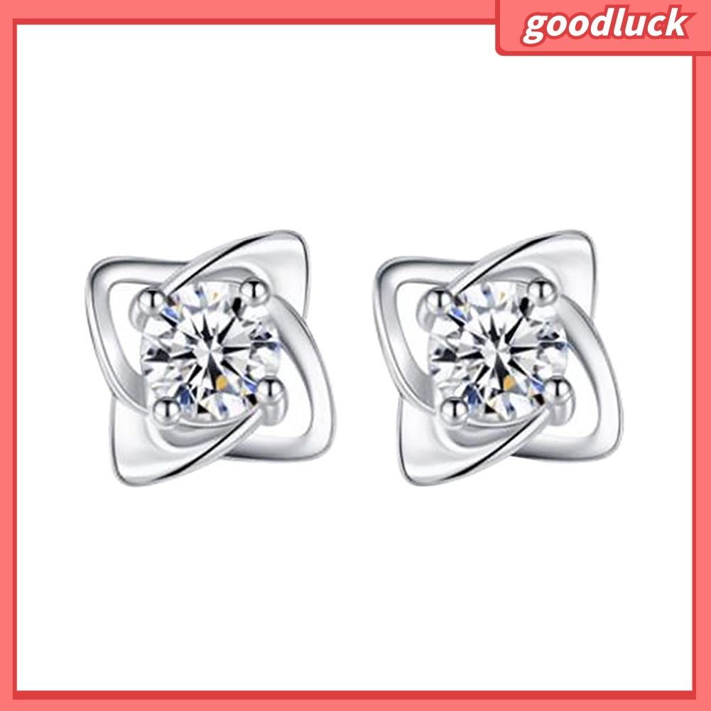 Bông Tai Hình Cỏ 4 Lá Đính Đá Cho Nữ