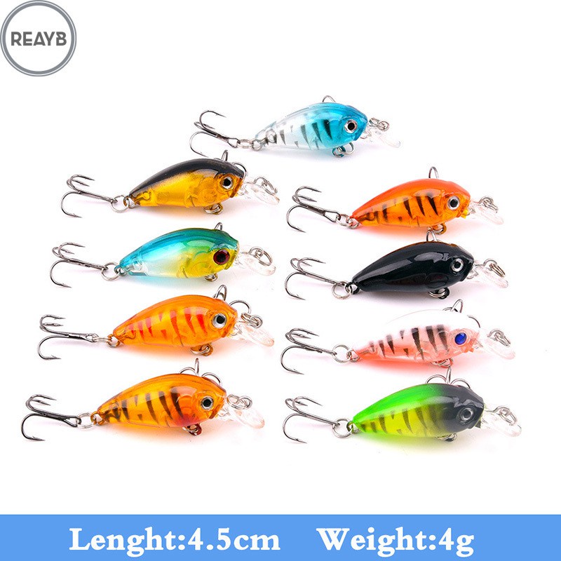  9pcs Fishing Lures Bionic Bait 3D Eyes 4.5cm Wobbler Tackle Crank Baits Artificial Hard Bait