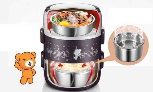 HỘP CƠM CẮM ĐIỆN 3 TẦNG HÚT CHÂN KHÔNG BEAR