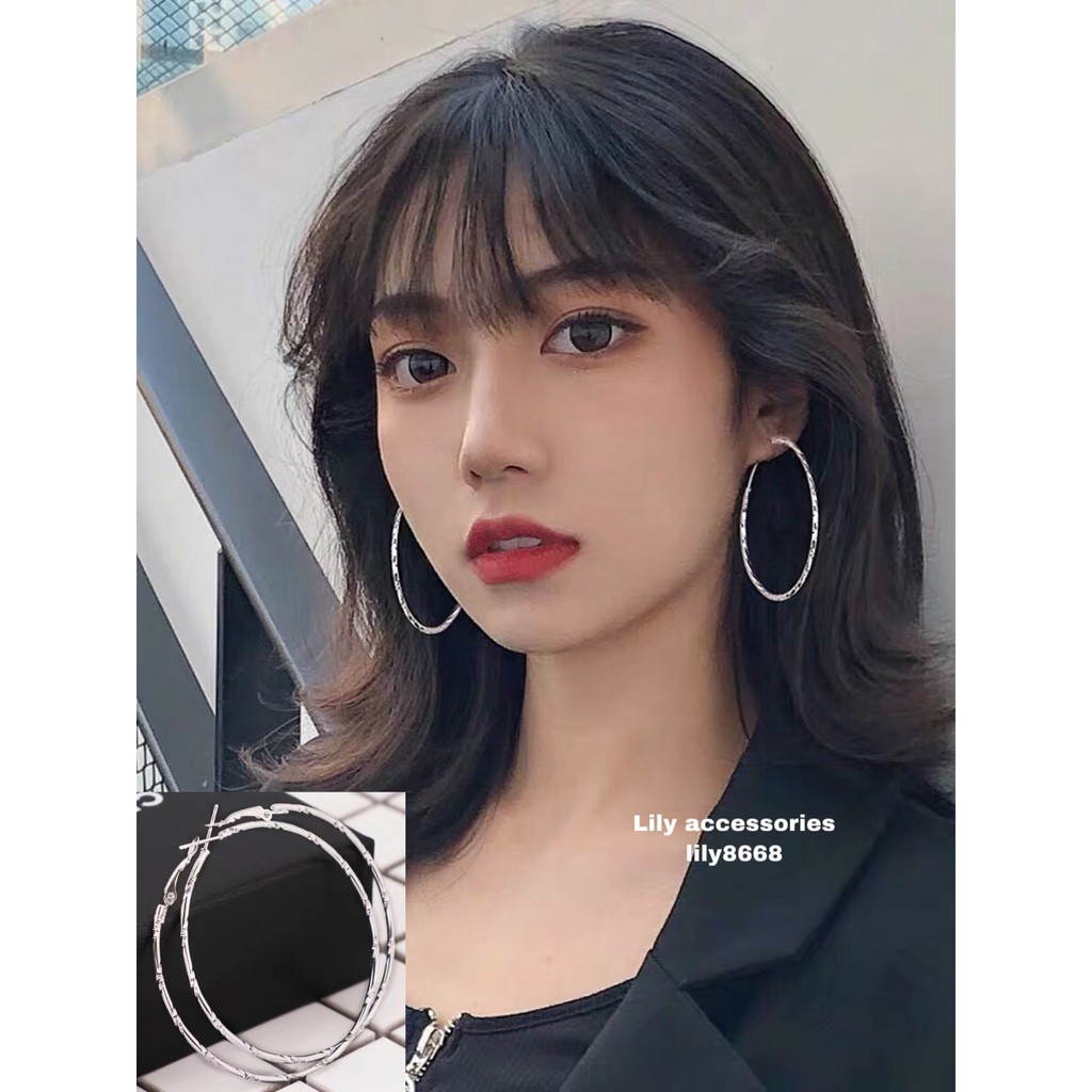 Simple Hoop Earrings khuyên tai tròn vân phong cách hàn quốc cá tính