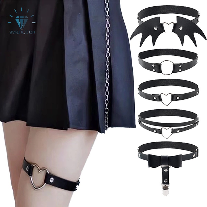 Vòng Đeo Cổ Chân Đính Đinh Tán Hình Trái Tim Bằng Da Phong Cách Gothic Punk Cho Nữ