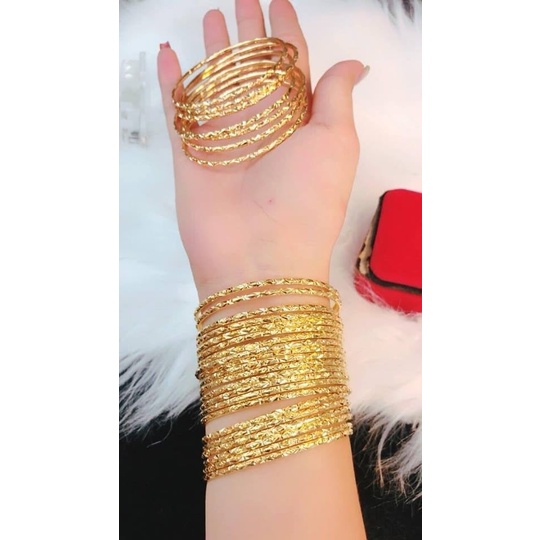 Bộ Vòng Ximen Nữ, Lắc Tay Nữ Mạ Vàng 7 Chiếc Cực Đẹp Có Khóa Mở Vào L124 Namoo Jewelry