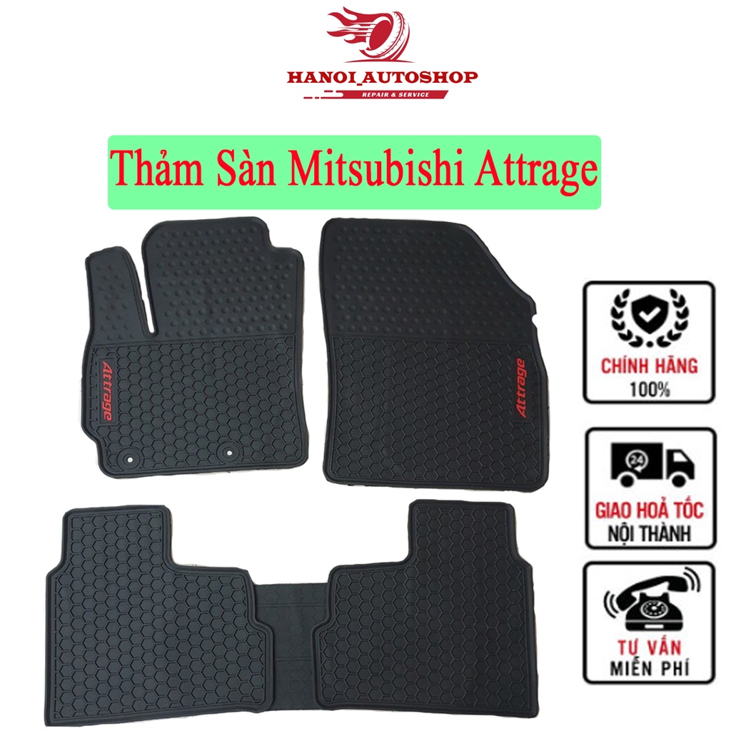 Thảm lót sàn ô tô Mitsubishi  Attrage 2016-2022, Thảm lót sàn ô tô Attrage cao su đúc nguyên khối, không mùi