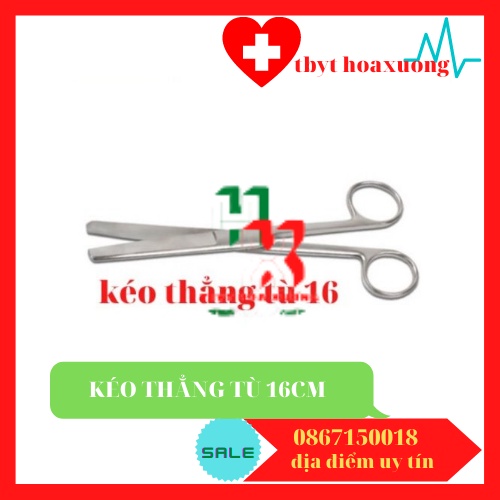 [Hàng Chính Hãng] Kéo Y Tế Thẳng Hai Đầu Tù 16cm Parkistan - Kéo Cắt Thuốc 16cm