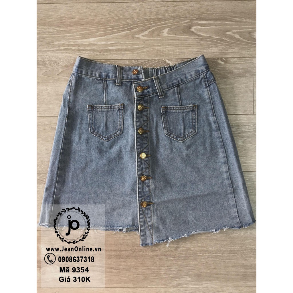 BIGSIZE - Váy jean nút lệch  (MS: 9354)