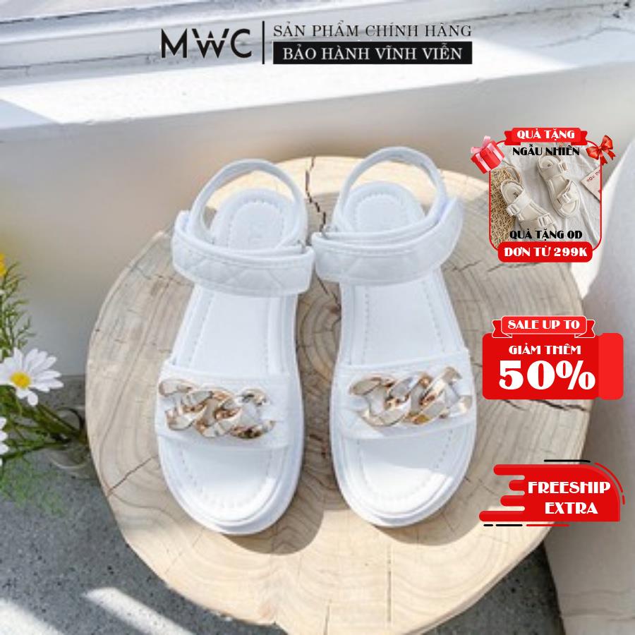 Giày Sandal Nữ MWC Đế Cao Quai Ngang Đính Xích NUSD- 2851