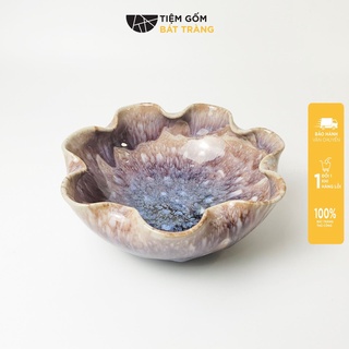 Bát Sen Thả Hoa Bát Minh Đường Tụ Thuỷ Men Hoả Biến Thiên Thanh Gốm Sứ Bát Tràng Cao Cấp