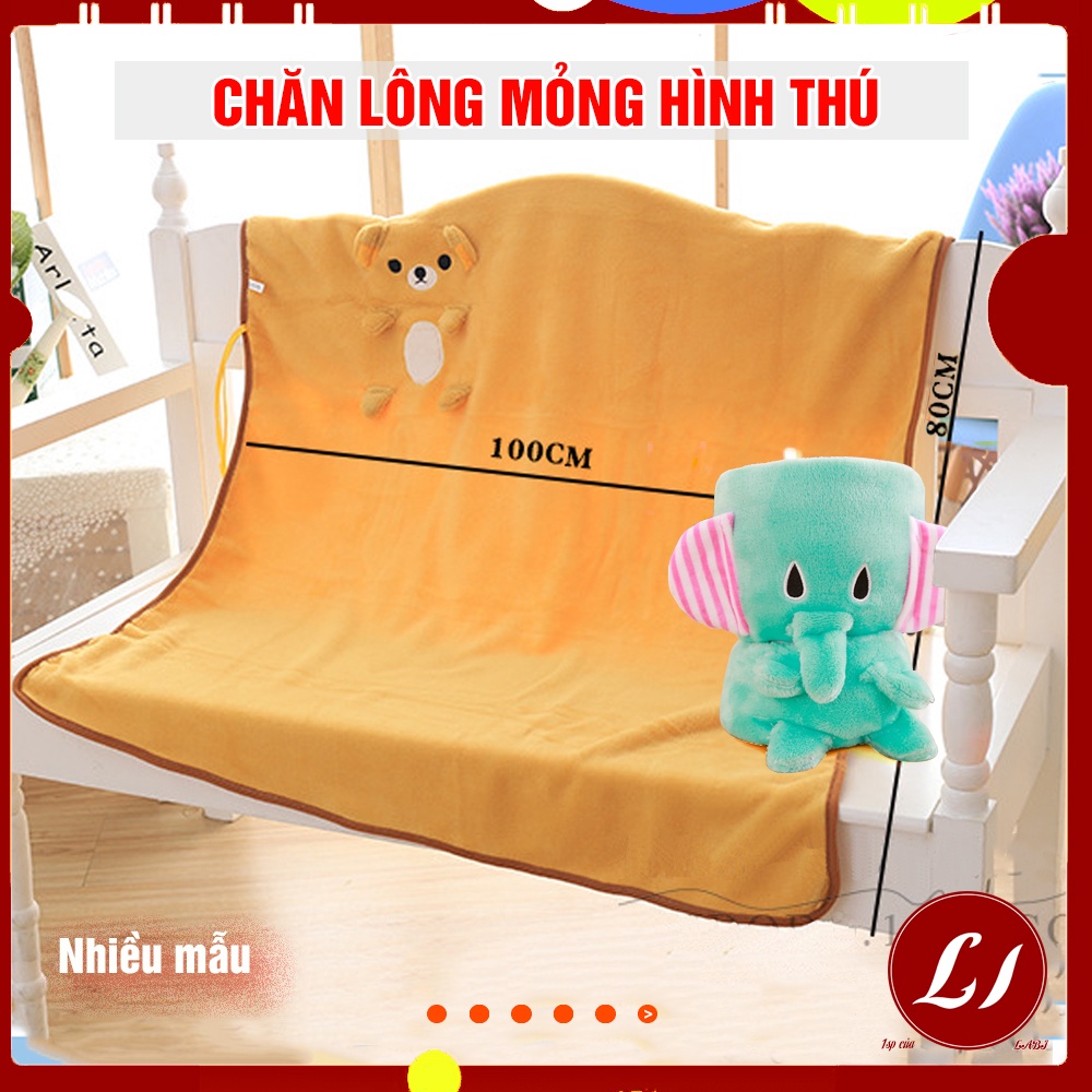 Chăn lông mỏng HÌNH THÚ mềm mại, dễ thương cho bé (100 x 80cm)