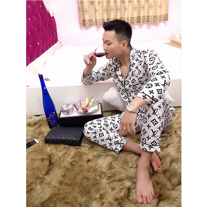 Bộ Đồ Ngủ Pijama Dài Tay Chất Lụa Họa Tiết Cực Đẹp