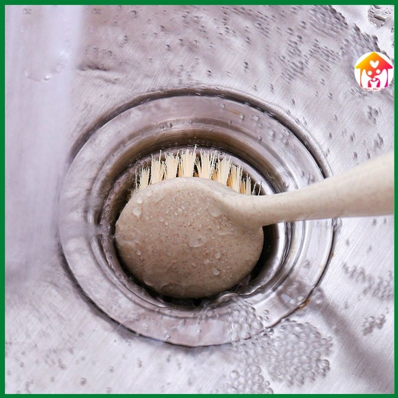 Bàn chải cọ rửa xoong chảo đa năng cán dài bằng nhựa cao cấp kết hợp bột lúa mì