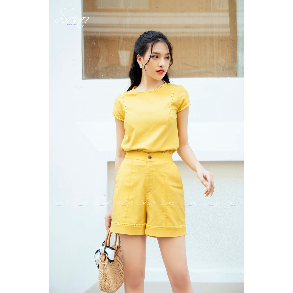 Sono - Set Áo Quần Linen Viển Ren Nụ Bộ Mặc Đi Chơi Hàng Thiết Kế