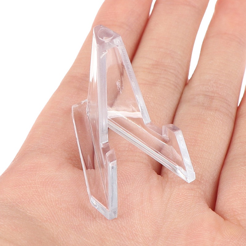 1 Giá Đỡ Trưng Bày Đồng Xu / Huy Hiệu Hình Tam Giác Bằng Acrylic Trong Suốt Thẻ