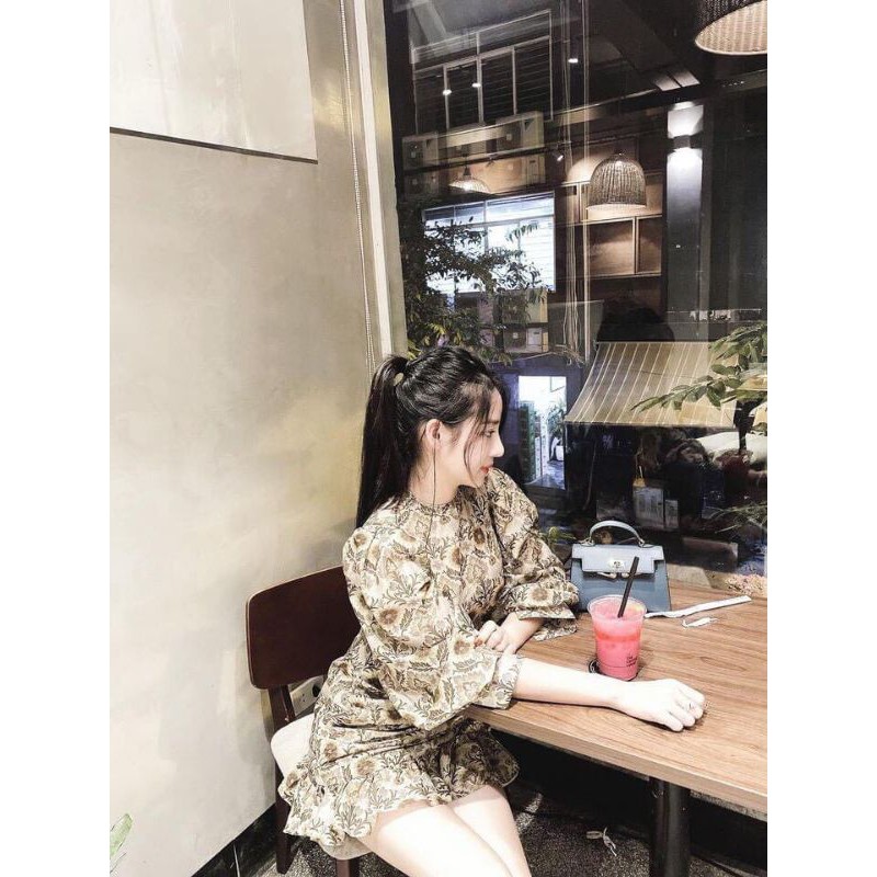 Váy hoa họa tiết dài tay dáng đuôi cá BCi