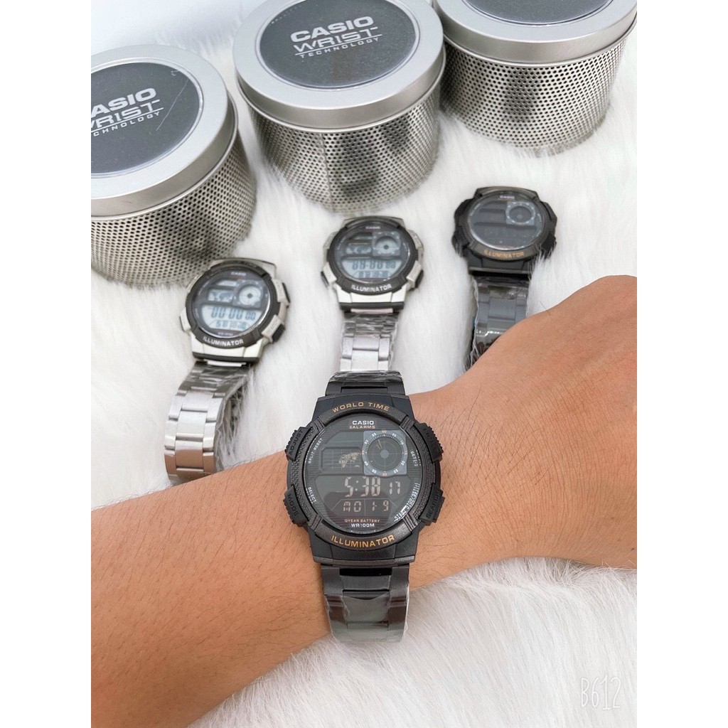 Đồng Hồ Điện Tử Nam 💖𝑭𝑹𝑬𝑬𝑺𝑯𝑰𝑷💖 Đồng Hồ Đeo Tay Casio AE 1000 Mặt Tròn, Dây Thép Không Gỉ | BigBuy360 - bigbuy360.vn