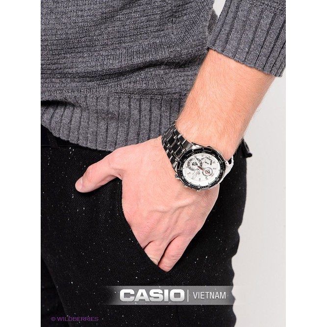 Đồng Hồ Nam Casio EFR 539D - 7AVUDF - Quartz - Dây Kim Loại ( Dây Bạc, Mặt Trắng )