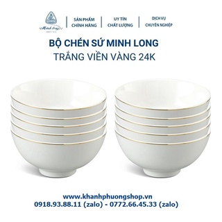 Bộ 10 chén sứ Minh Long viền vàng 24 - chén sứ minh long viền vàng