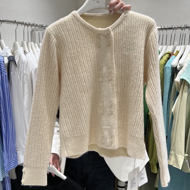 [ORDER] Áo Len Cổ Tròn 2 Hàng Cúc - Áo Khoác Nữ Dệt Kim Dáng Rộng Công Sở AO063 ICC Official Store