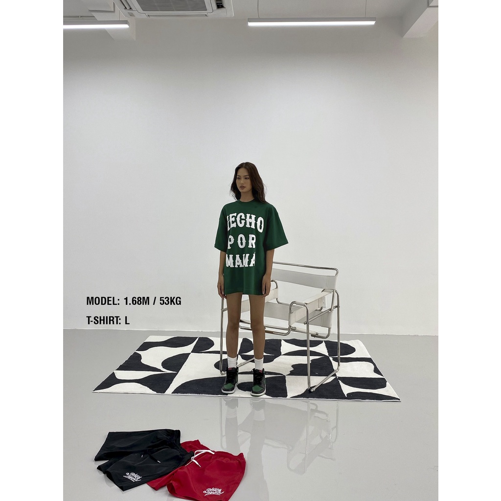 Stressmama Áo thun Hecho T-Shirt màu xanh lá cây chất liệu 100% Cotton 2 chiều 250GSM thoáng mát  Local Brand