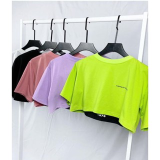 Áo thun nữ💕set áo croptop 1974 hàn quốc